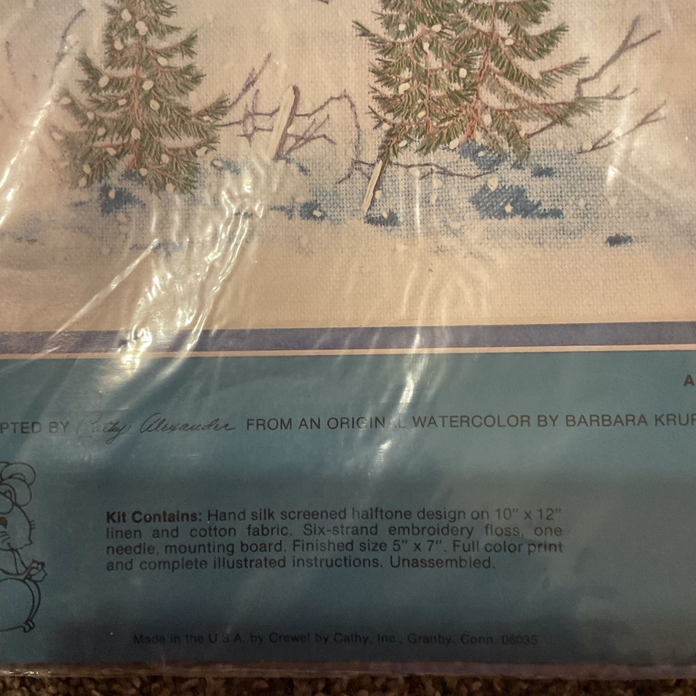 Winter Pines Holiday Cross Stitch Kit - Blue - Picture 3 of 6